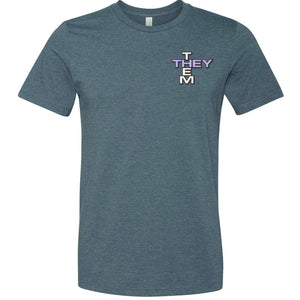 Pronoun Crossword They Them Unisex Premium Tee - Heather Slate / XS