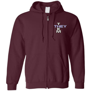 Pronoun Crossword They Them Unisex Zip Hoodie - Maroon / S