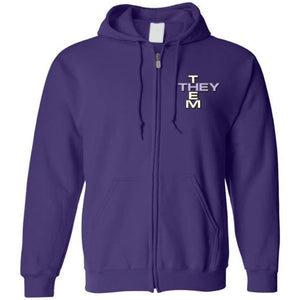 Pronoun Crossword They Them Unisex Zip Hoodie - Purple / S