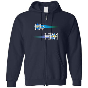 Pronoun Wishing Star He Him Unisex Zip Hoodie - Navy / S - SoMattyGameZ