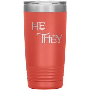 Pronoun Wishing Star He They 20oz Vacuum Tumbler - Coral - Tumblers
