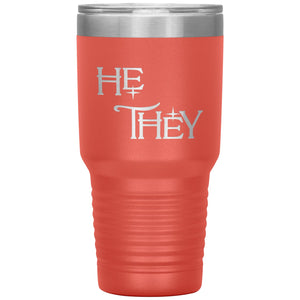 Pronoun Wishing Star He They 30oz Vacuum Tumbler - Coral - Tumblers