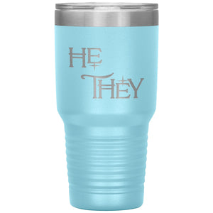Pronoun Wishing Star He They 30oz Vacuum Tumbler - Light Blue - Tumblers