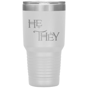 Pronoun Wishing Star He They 30oz Vacuum Tumbler - White - Tumblers