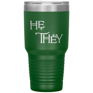 Pronoun Wishing Star He They 30oz Vacuum Tumbler - Green - Tumblers