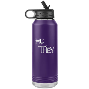 Pronoun Wishing Star He They 32oz Vacuum Tumbler - Purple - Tumblers