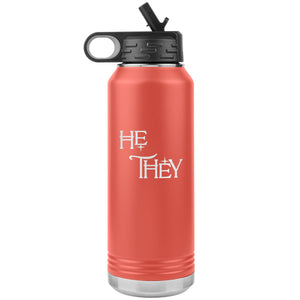 Pronoun Wishing Star He They 32oz Vacuum Tumbler - Coral - Tumblers