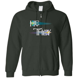 Pronoun Wishing Star He They Unisex Zip Hoodie - Forest Green / S - SoMattyGameZ