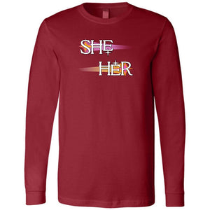 Pronoun Wishing Star She Her Unisex Premium Long Sleeve Tee - Cardinal / S - SoMattyGameZ