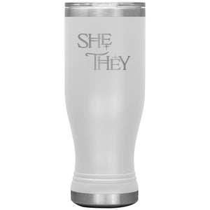 Pronoun Wishing Star She They 20oz BOHO Vacuum Tumbler - White - Tumblers