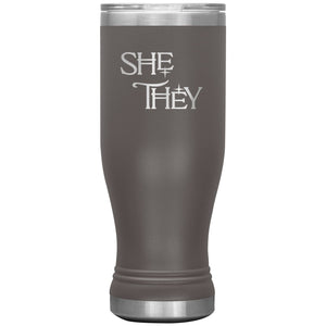 Pronoun Wishing Star She They 20oz BOHO Vacuum Tumbler - Pewter - Tumblers