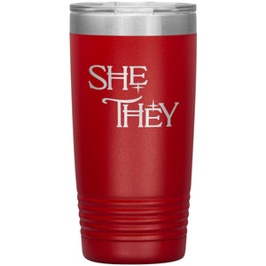 Pronoun Wishing Star She They 20oz Vacuum Tumbler - Red - Tumblers
