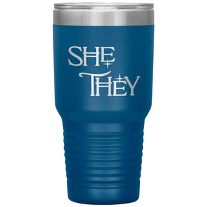 Pronoun Wishing Star She They 30oz Vacuum Tumbler - Blue - Tumblers