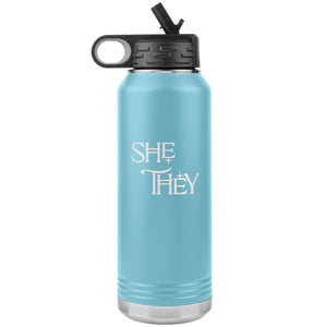 Pronoun Wishing Star She They 32oz Vacuum Tumbler - Light Blue - Tumblers