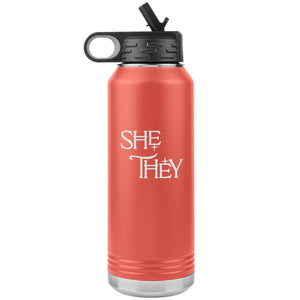 Pronoun Wishing Star She They 32oz Vacuum Tumbler - Coral - Tumblers