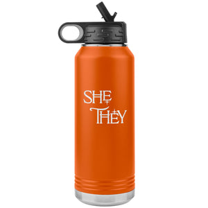 Pronoun Wishing Star She They 32oz Vacuum Tumbler - Orange - Tumblers