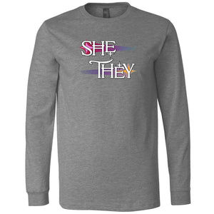 Pronoun Wishing Star She They Unisex Premium Long Sleeve Tee - Deep Heather / XS - SoMattyGameZ