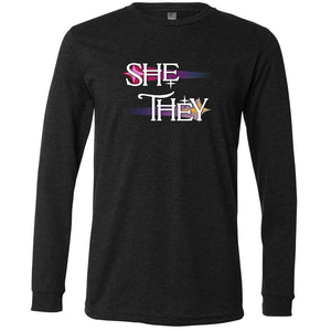 Pronoun Wishing Star She They Unisex Premium Long Sleeve Tee - Dark Grey Heather / XS - SoMattyGameZ