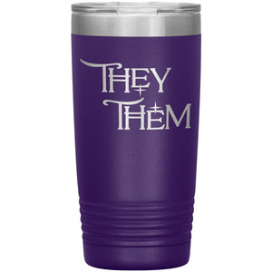Pronoun Wishing Star They Them 20oz Vacuum Tumbler - Purple - Tumblers