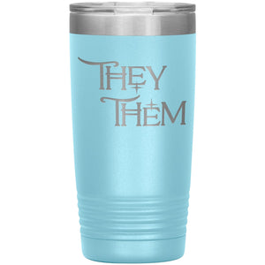 Pronoun Wishing Star They Them 20oz Vacuum Tumbler - Light Blue - Tumblers
