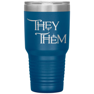 Pronoun Wishing Star They Them 30oz Vacuum Tumbler - Blue - Tumblers