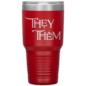 Pronoun Wishing Star They Them 30oz Vacuum Tumbler - Red - Tumblers