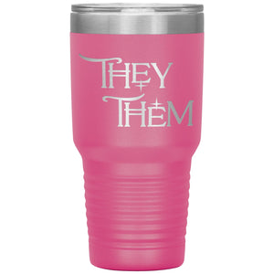 Pronoun Wishing Star They Them 30oz Vacuum Tumbler - Pink - Tumblers
