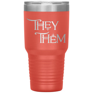 Pronoun Wishing Star They Them 30oz Vacuum Tumbler - Coral - Tumblers