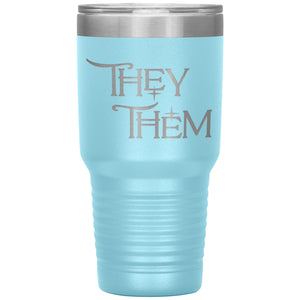Pronoun Wishing Star They Them 30oz Vacuum Tumbler - Light Blue - Tumblers