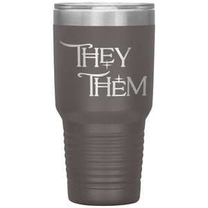 Pronoun Wishing Star They Them 30oz Vacuum Tumbler - Pewter - Tumblers