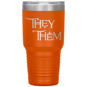 Pronoun Wishing Star They Them 30oz Vacuum Tumbler - Orange - Tumblers