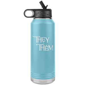 Pronoun Wishing Star They Them 32oz Vacuum Tumbler - Light Blue - Tumblers