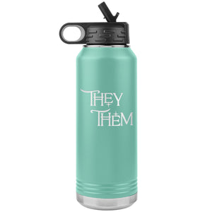 Pronoun Wishing Star They Them 32oz Vacuum Tumbler - Teal - Tumblers
