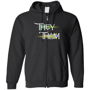 Pronoun Wishing Star They Them Unisex Zip Hoodie - Black / S - SoMattyGameZ