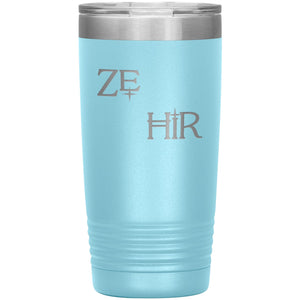 Pronoun Wishing Star Ze Hir 20oz Vacuum Tumbler - Light Blue - Tumblers