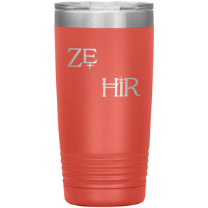 Pronoun Wishing Star Ze Hir 20oz Vacuum Tumbler - Coral - Tumblers