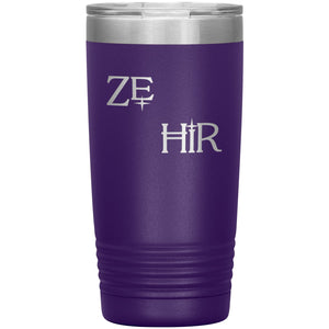Pronoun Wishing Star Ze Hir 20oz Vacuum Tumbler - Purple - Tumblers