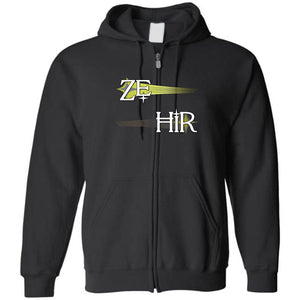 Pronoun Wishing Star Ze Hir Unisex Zip Hoodie - Black / S - SoMattyGameZ