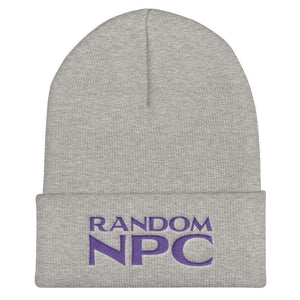 Random NPC v2 Purple Cuffed Beanie / Tuque - Heather Grey