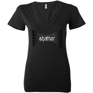 Shatter Dark Womens Premium Deep V-Neck Tee - Black / S