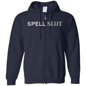 Spell Slut Unisex Zip Hoodie - Navy / S
