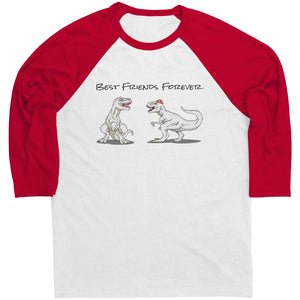 T-Rex Best Friends Forever 3/4 Sleeve Raglan Tee - White/ Red / M - Apparel