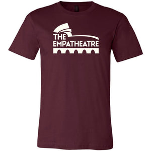 The Empatheatre Logo White Unisex Premium Tee - Maroon / XS - The Empatheatre
