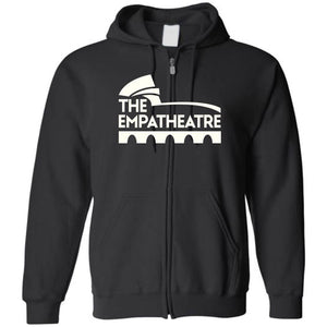 The Empatheatre Logo White Unisex Zip Hoodie - Black / S