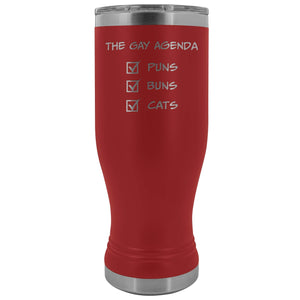 The Gay Agenda - Puns & Buns & Cats 20oz Boho Vacuum Tumbler - Red - Tumblers