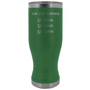 The Gay Agenda - Puns & Buns & Cats 20oz Boho Vacuum Tumbler - Green - Tumblers