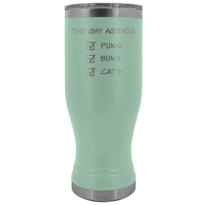 The Gay Agenda - Puns & Buns & Cats 20oz Boho Vacuum Tumbler - Teal - Tumblers
