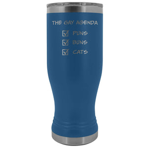 The Gay Agenda - Puns & Buns & Cats 20oz Boho Vacuum Tumbler - Blue - Tumblers