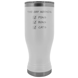 The Gay Agenda - Puns & Buns & Cats 20oz Boho Vacuum Tumbler - White - Tumblers
