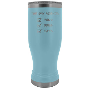 The Gay Agenda - Puns & Buns & Cats 20oz Boho Vacuum Tumbler - Light Blue - Tumblers